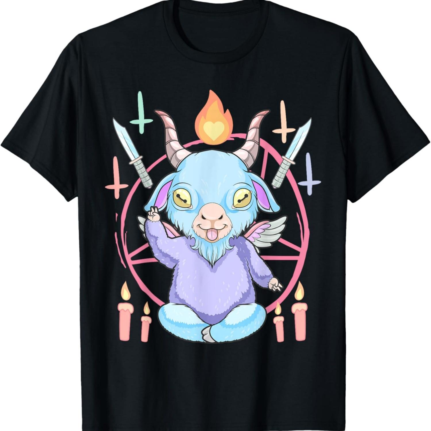 

Детский Бафомет Кавайный Пастельный Готик Эмо Нью-Готик Сатанинский Готический Футболка XXXXXL чёрный