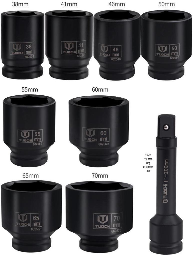 17-Piece 1-Inch Heavy-Duty Pneumatic Impact Socket Set with Extended Hexagonal Design