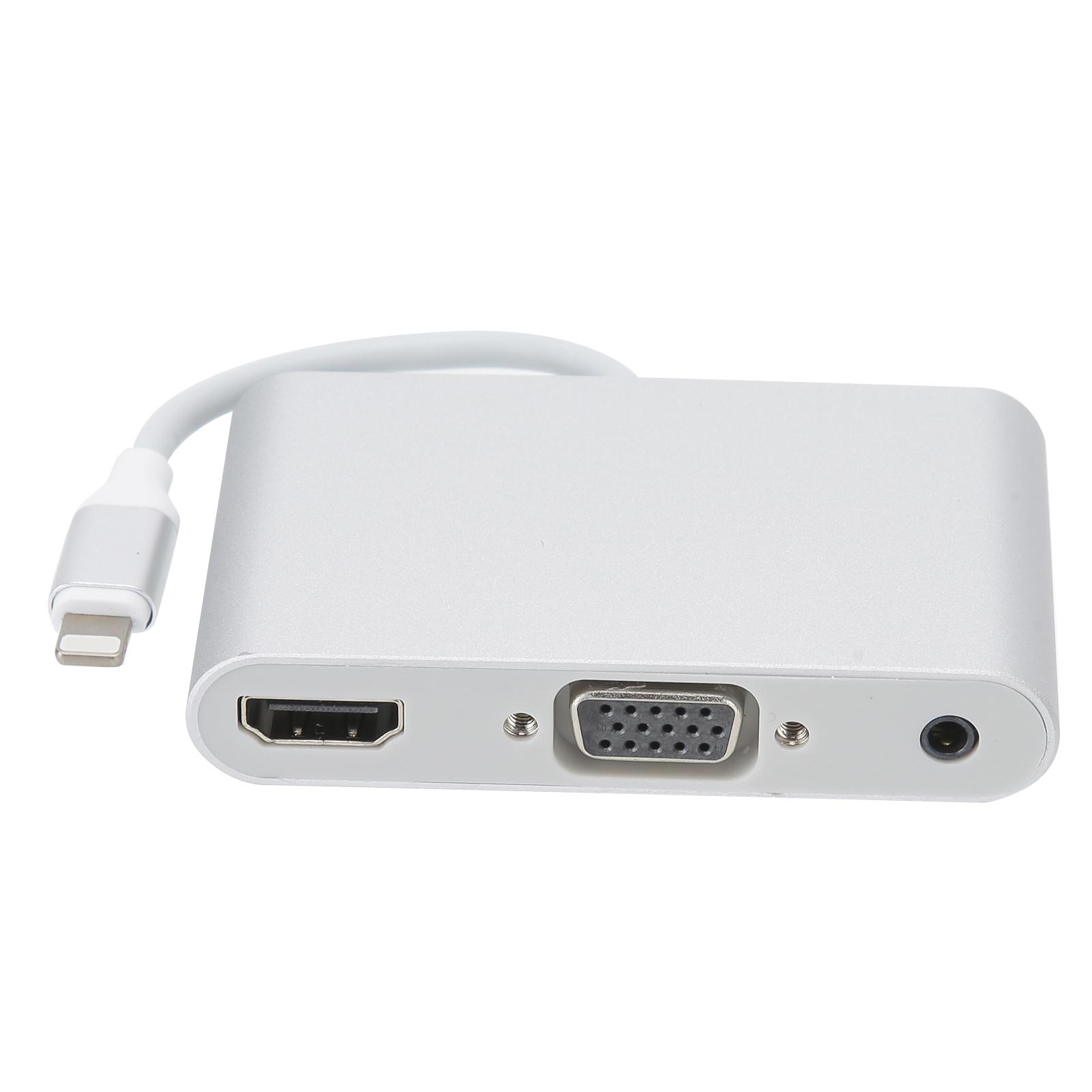 

Алюминиевый сплав для интерфейса системы IOS к HDMI+VGA+3.5MM адаптер оборудования серебристый