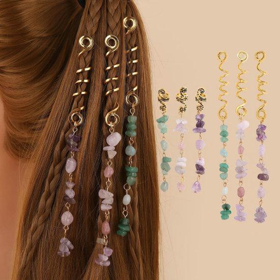 Dreadlock Beading Jewelry Ethnic Anti-slip Individual Natural Stone Vintage Style Hair Decoration Alloy Twirled Braided Hair Headgear Hair Accessory