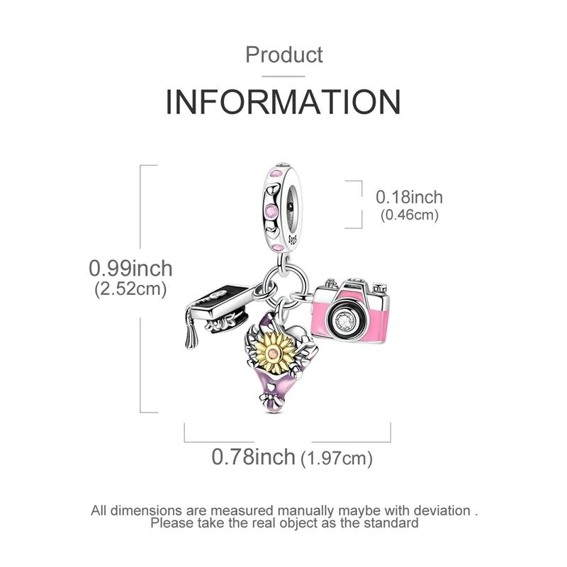 Copper Charms Bachelor'S Cap Graduate Beads Pendant Fit Original Bracelet Diy Bead Gift For Graduation Ceremony