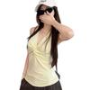 Yellow Kink Design Halter V-neck Neck Sling Vest Women's Summer Slim Fit Inside Spice Girl Top Outside