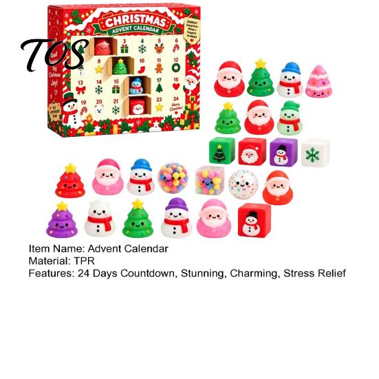 Holiday Surprise Countdown Christmas Squeeze Advent Calendar 2026, 24 Days Mini Slow Rising Fidget Desktop Decoration Toys Calendar, Sensory