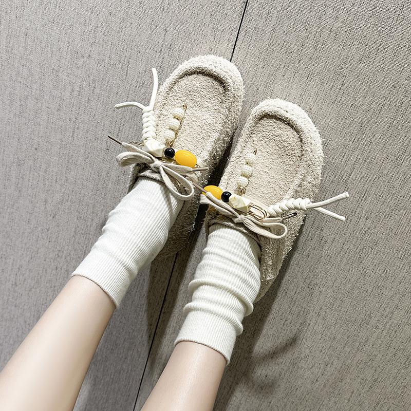 Women's Cow Genuine Leather Thick Bottom Derby Shoes Retro Loafers Round Toe Flat Heel Summer Casual Solid Color Adult Footwear