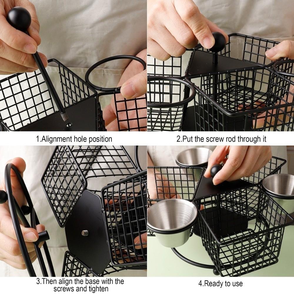 Stabiler drehbarer Pommeskorb mit Dip-Becher Frittierkorb Snackkorb Restaurant