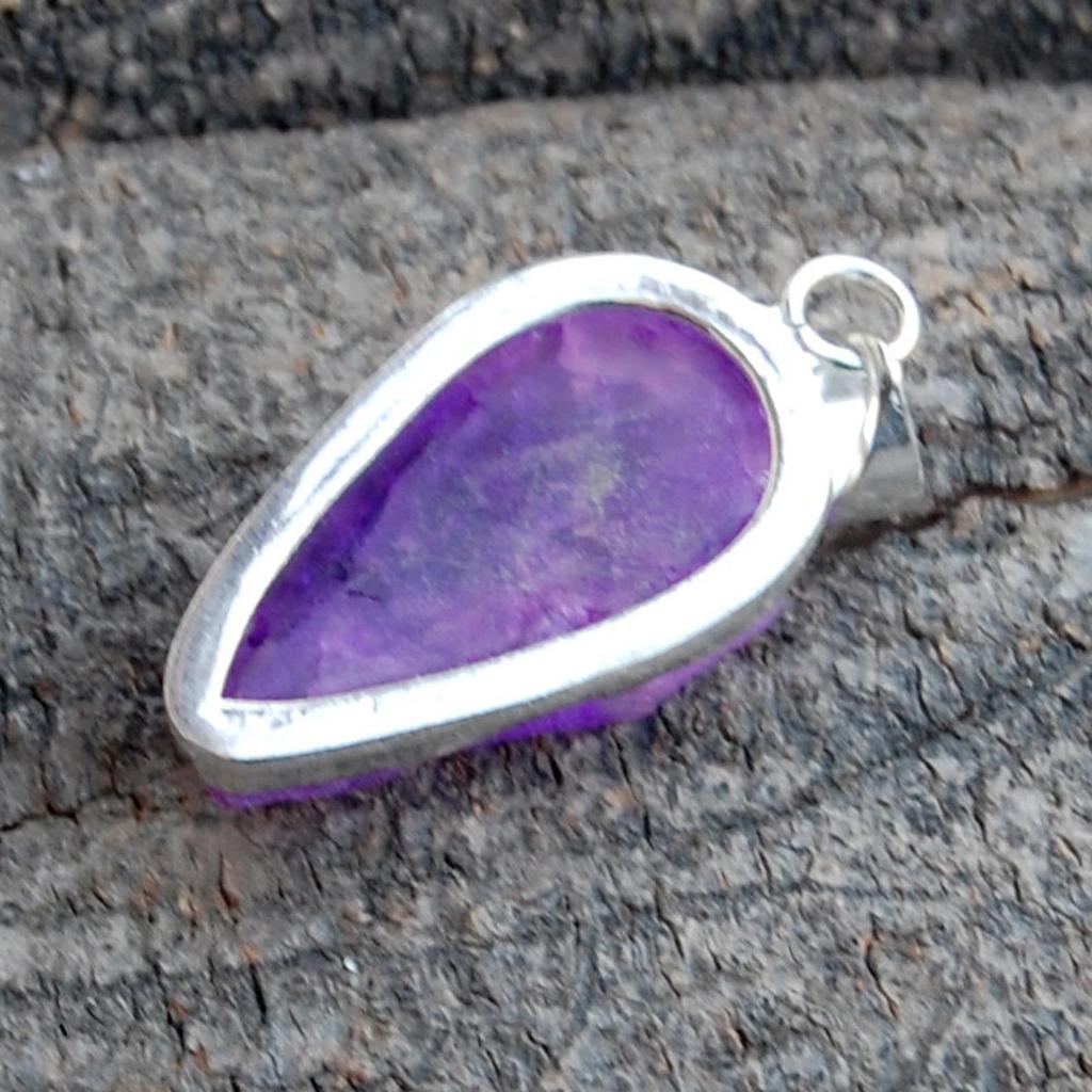 Rough Purple Amethyst 925 Sterling Silver Pendant (28 x 18 mm)