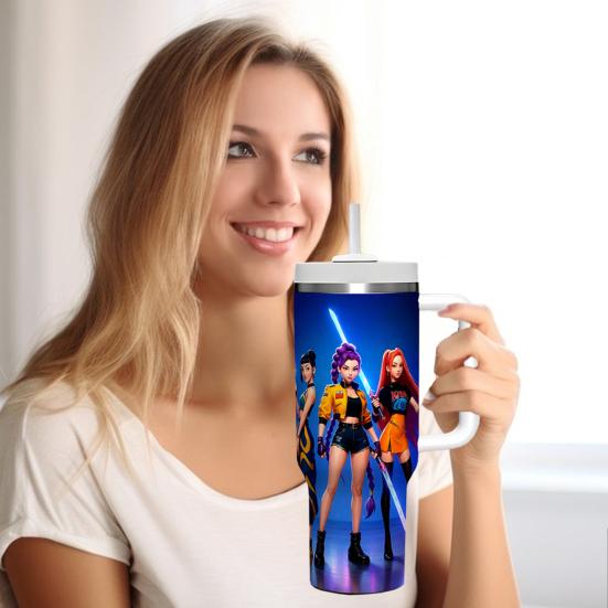 Edelstahlbecher mit Henkel Isolierter Autobecher 40oz Großes Fassungsvermögen Wasserflasche Thermobecher für Reisen Weihnachtsgeschenk für Freunde Familie