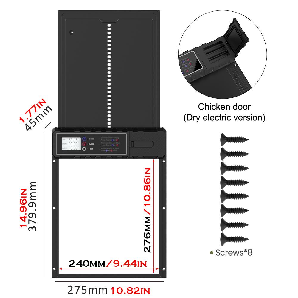 Automatic Chicken Coop Door Aluminum Chicken Door Opener Timer Controlled Open/Close Coop Door Anti-Pinch Function Chicken Coop