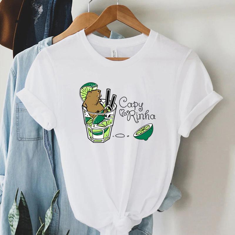 

Capybara Lemon Tea Women Tshirt Summer Funny Cartoon Animal Tops Tshirt Casual Short Sleeve Clothing Aesthetic Capybara T Shirt S