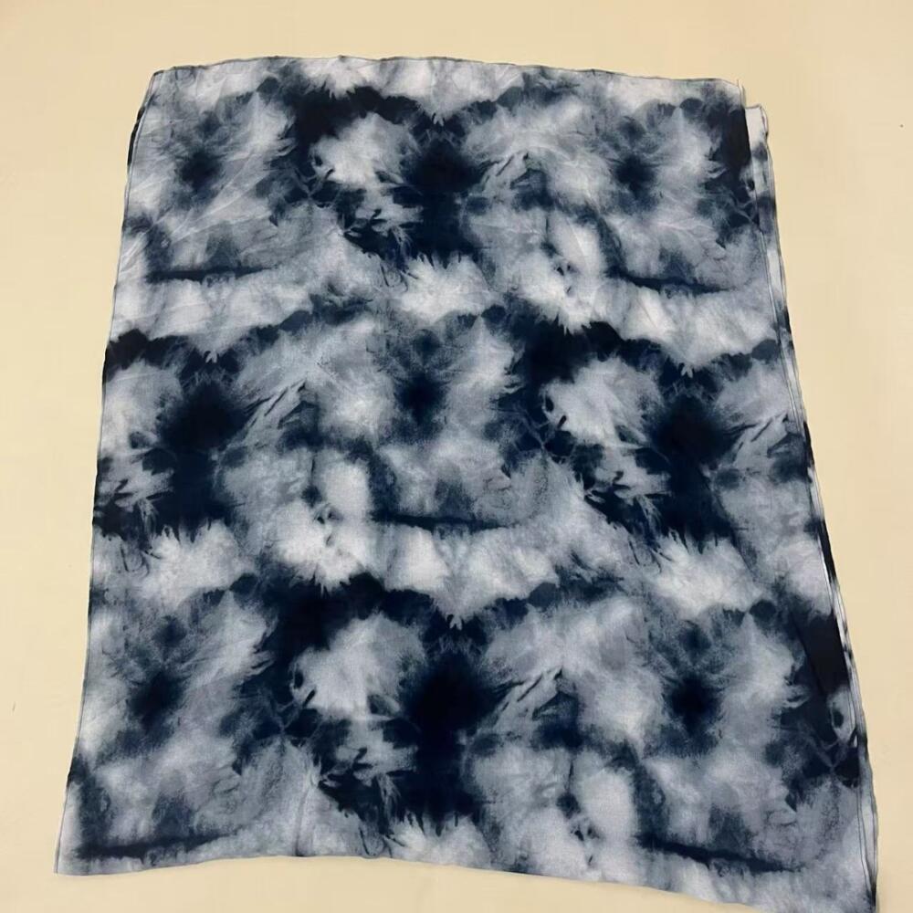 Batik Watercolor Painting Satin Silk Long Tudung Bawal Hijab Shawl, Scarf for Women Spring Summer Daily Casual Hijab Accessories