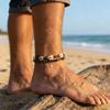 Lässiges Boho-Sommer-Fußkettchen-Set für Männer, Fußkettchen mit Kaurischnecken- und Kokosnussholzperlen, Sommer-Strand-Surfer-Schmuckgeschenk