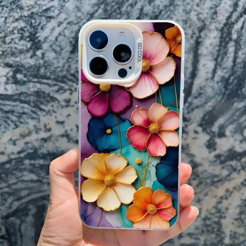 Colorful Flower Laser Phone Case For iPhone 15 Pro Max 14 13 11 12 Pro Max 13 Mini 15 14 Plus Shockproof Protection Back Covers