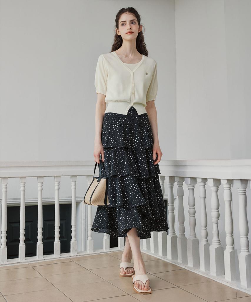 Zero Street [2 Colors] Dot Tiered Flare Skirt