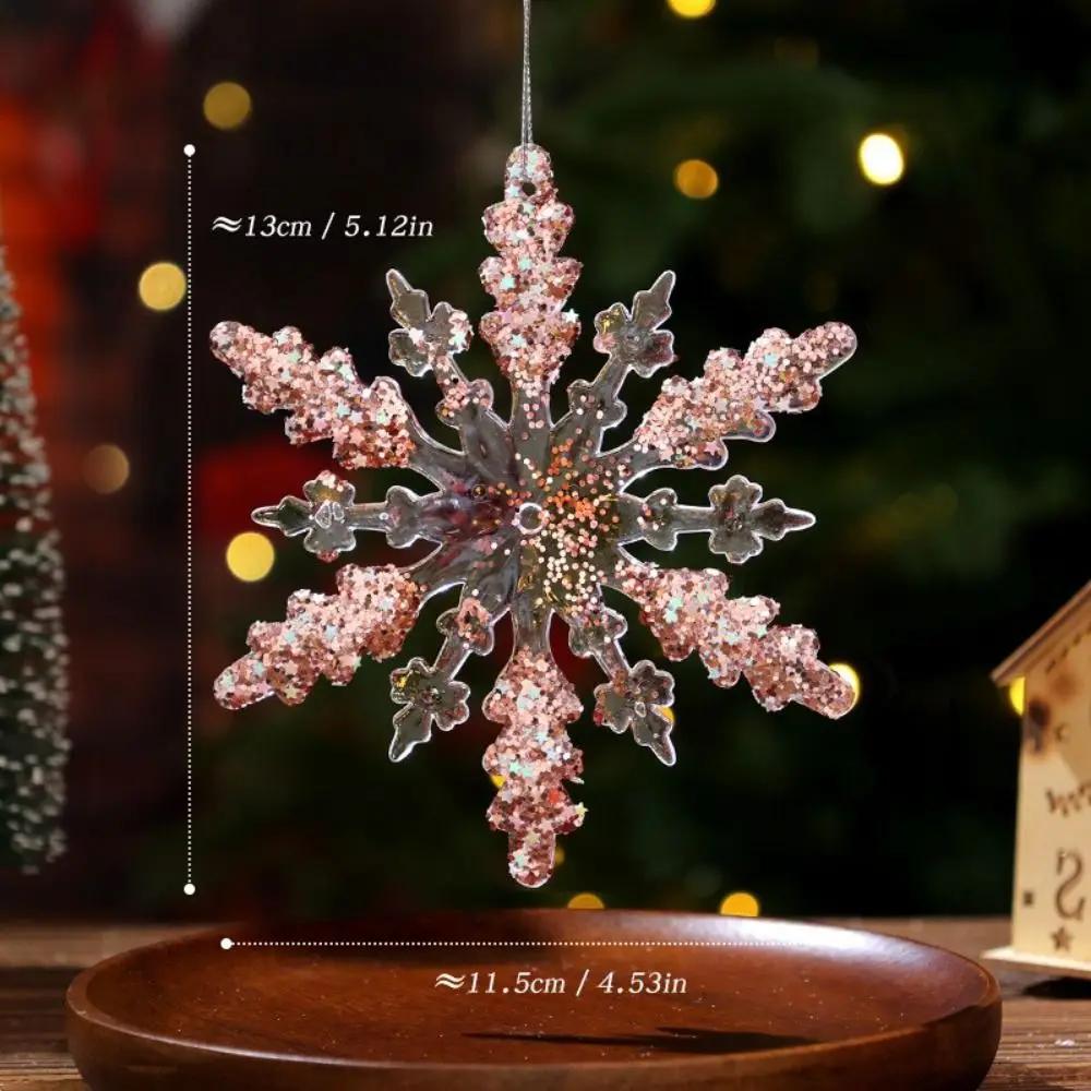 Acrylic Christmas Snowflake Pendants Transparent Glitter Christmas Tree Hangings Snowflake Design Crystal Clear