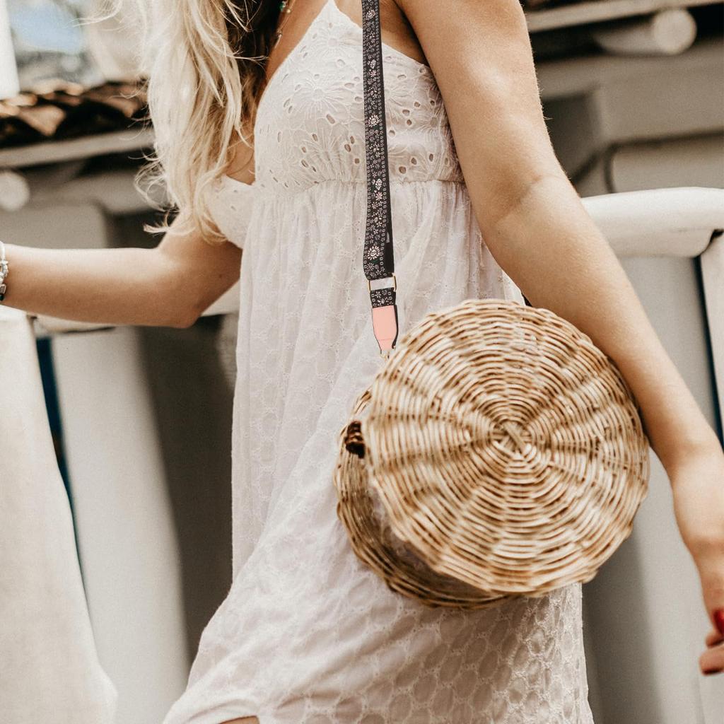 LIFKOME Shoulder Strap, Bag Belt, Single Replacement, Floral Print, Thick, Wide, 3.7cm, Adjustable Length, Crossbody, Ethnic Embroidery, Stylish,