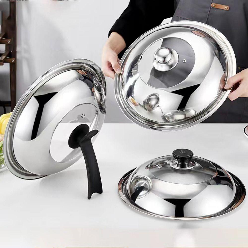 Stainless Steel Pot Cover Visible Wok Lids Round Cooking Pot Lid  Household