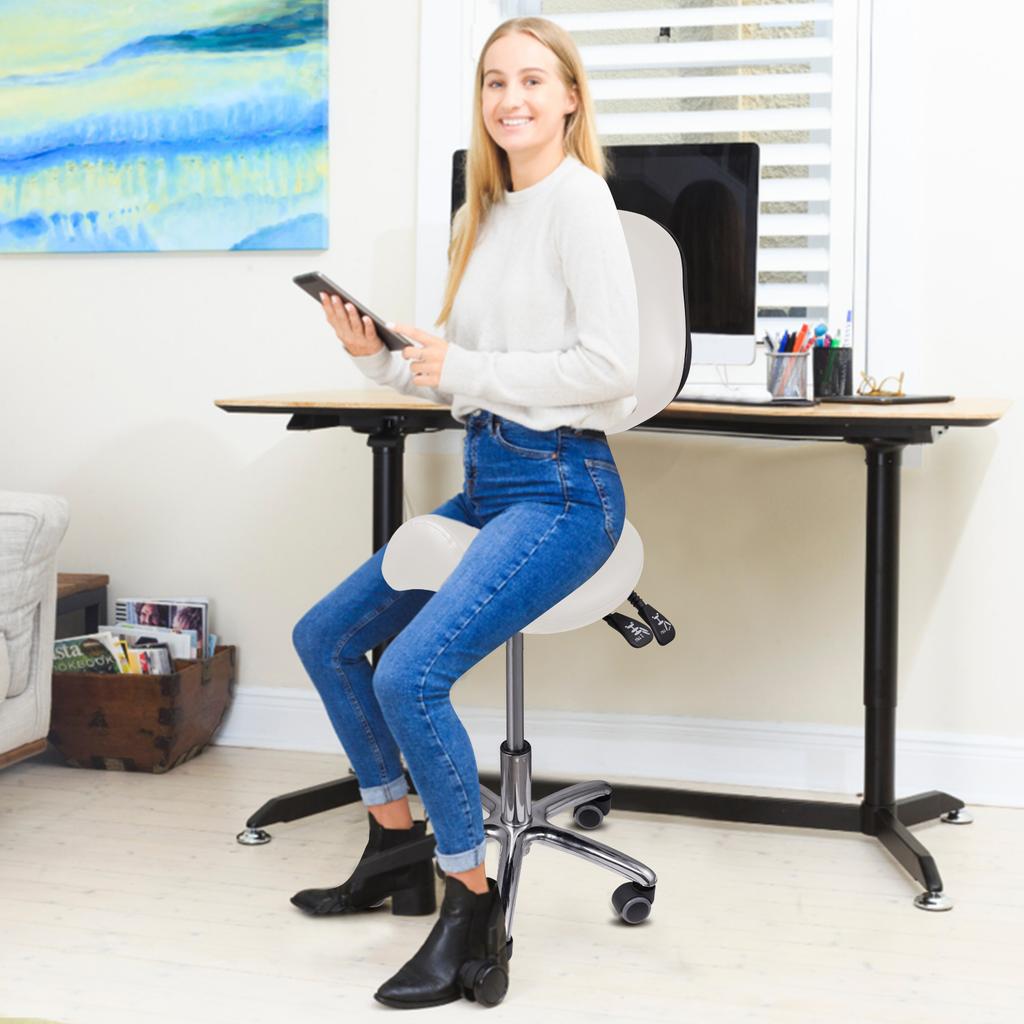 Saddle Rolling Adjustable Chair Adjustable Height Ergonomic Saddle Stool for Kitchen Salon Work Area Clinic Living Room