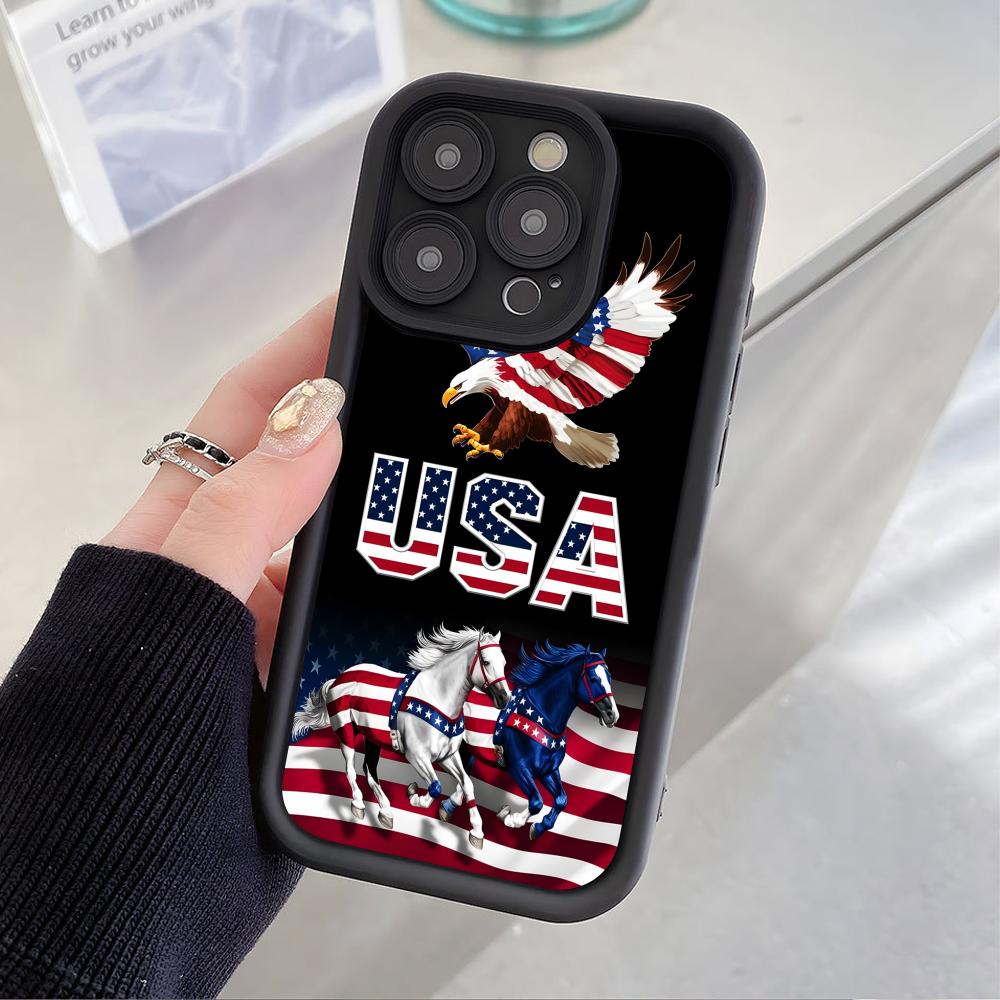USA America Flag Thicken TPU Mobile Phone Case for iPhone 17 16 15 14 13 12 11 Air Pro Max Plus Colorful Cover