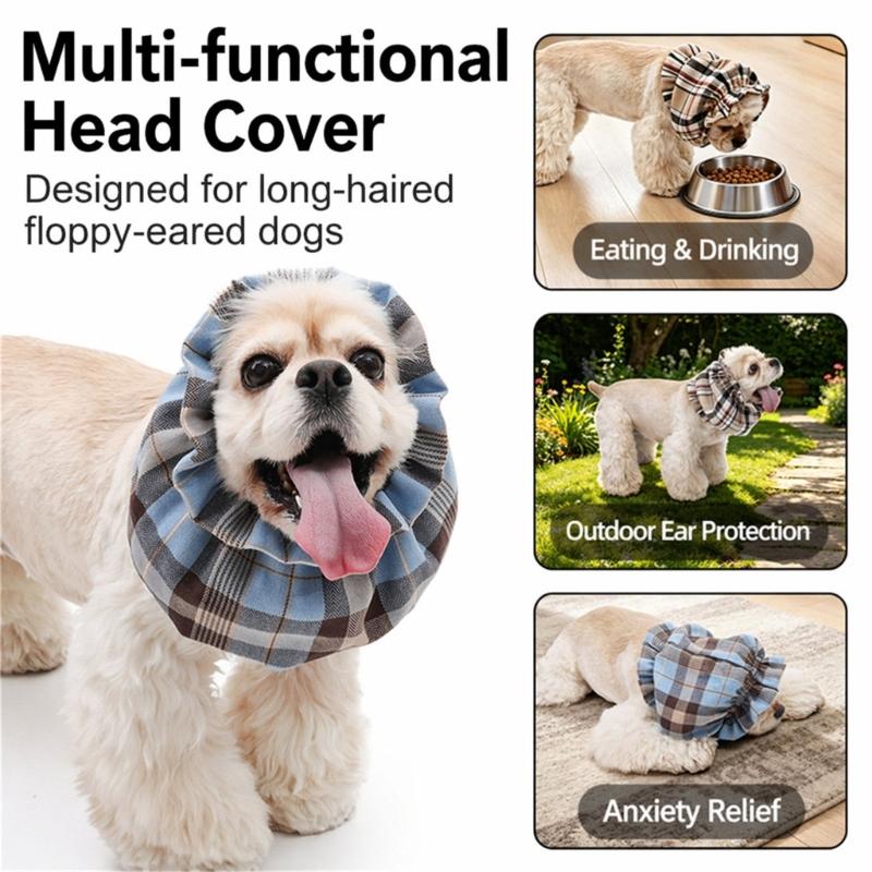 Stretch Dog Ear Wrap for Cocker Spaniels and Similar Dogs, Feeding Drinking Grooming and Head Coverage, 1 Pack