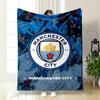 The Picture Features the Manchester City Logo with Fans Holding Flags. for All Seasons Blanket Lunch Break Throw Gift