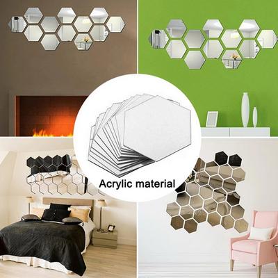 Neu 12x 3D Spiegel Wandsticker Sechseck Acryl Wandsticker Aufkleber Heimdeko Kunst DIY