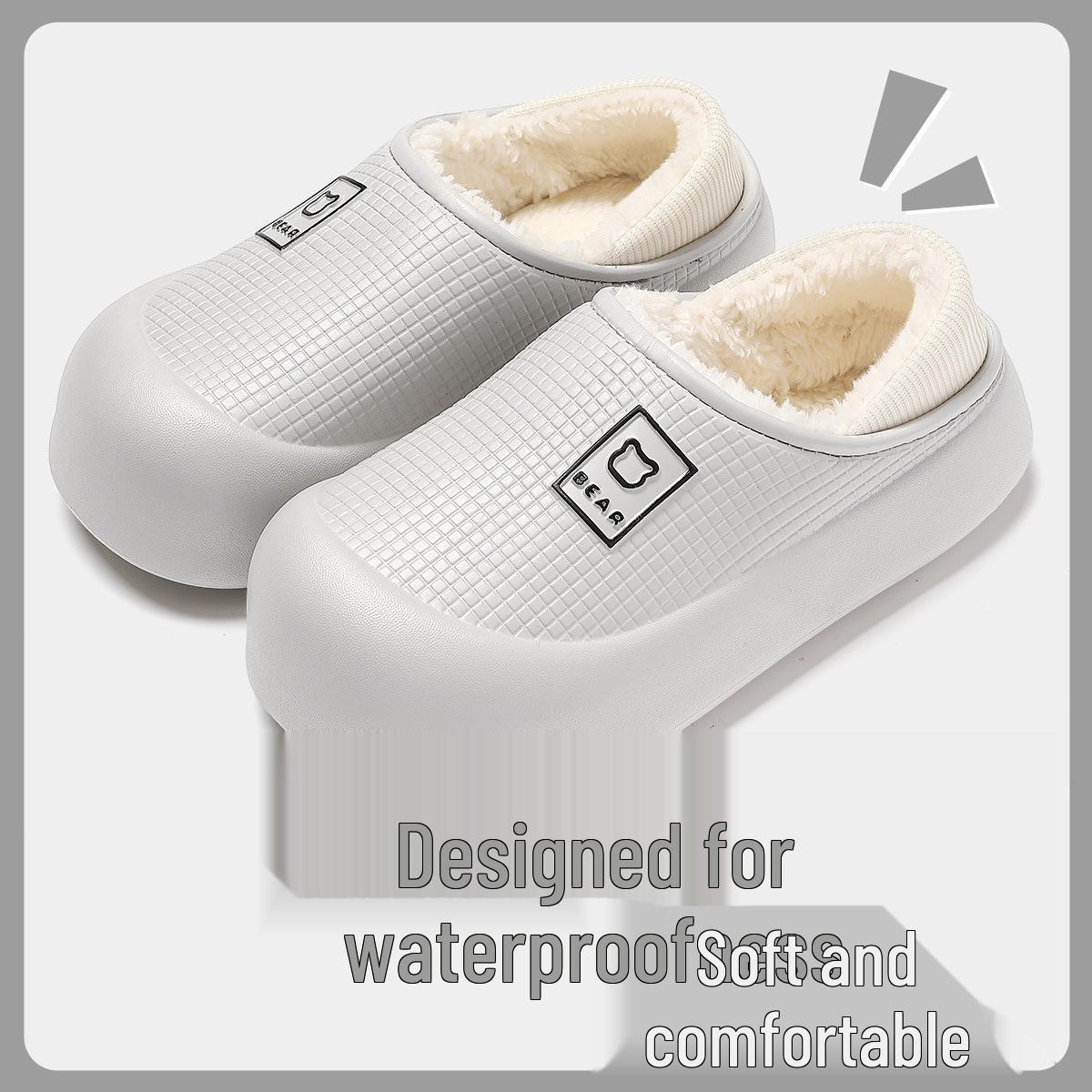 

Водонепроницаемые хлопковые тапочки из ЭВА: Мужские и женские теплые, нескользящие, с закрытой пяткой, двусторонние, осенне-зимние домашние тапочки. 44-45: Inner length 27cm, suitable for 43-44