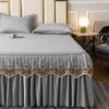 3pcs Set Raw Cotton Bed Romance Dust Protector Cover Soft Bedspread Embroidery Lace Edge Bed Skirt with 2pcs Pillowcase