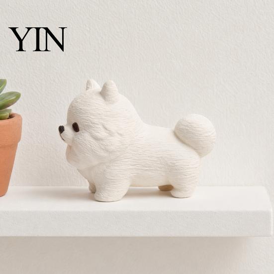 White Dog Figurine 3D Printing Ornament, Matte Texture Fluffy Figurine, Durable One-piece Molded Sculpture Mini Size Statue, for Home Office