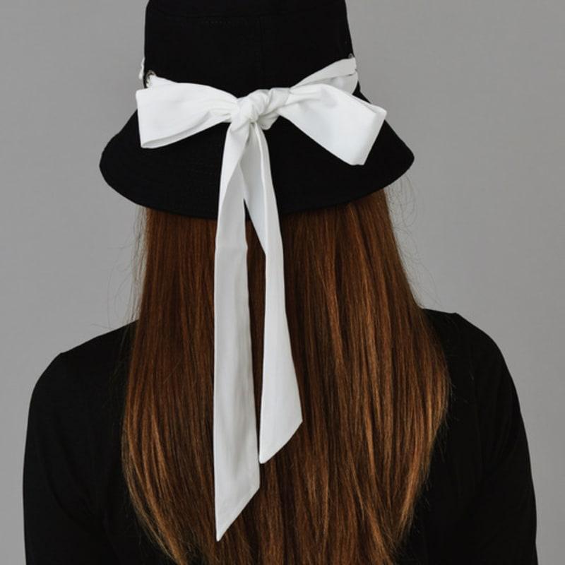 DOYOUKNOWMC ALL SEASON Scarf Ribbon Decoration Black Bucket Hat