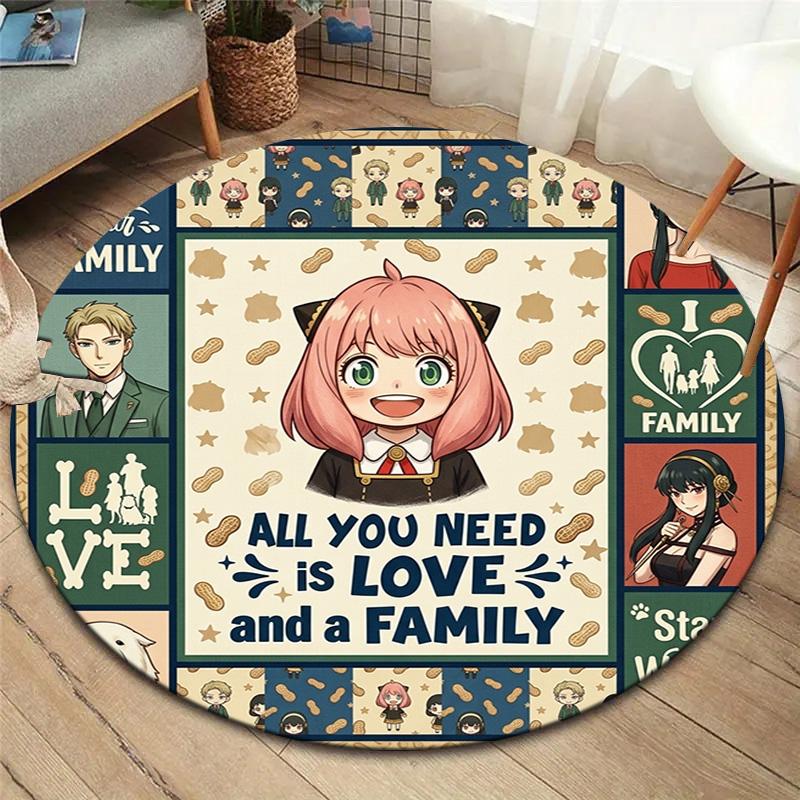 Spy Family Round Area Rug Carpet Rug For Living Room Bedroom Sofa Playroom Decor Nonslip Floor Mat