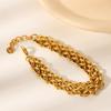 18K Gold Woven Bracelet: European & American Design, Stainless Steel, Women’s Fashion Accessory.