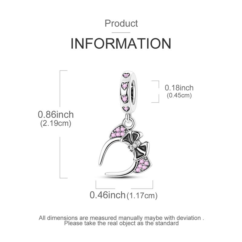 Charm Bead Charms copper Plated Cute Pink Cat Ear Bow Headband Pendants Compatible With Authentic Ideal For Women Jewellery Do It Yourself Making Gift