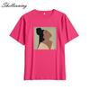 Shellsuning Summer Vintage Printed Cotton T Shirt Women Loose Short Sleeve Trend Tees Female Casual Streetwear All-match Basic Tops