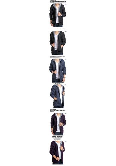 Men's Plus Size Hooded Zipper Knit Fleece Cardigan - European & American Style Sweater Coat Outerwear