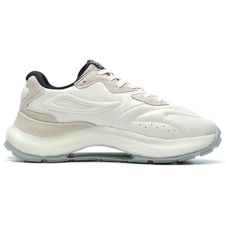Fila Flusso Fabric Top Layer Cowhide Double Layer Suede Retro Sports Low Top Casual Shoes Men Sneaker Coconut-White F12M213113FCO