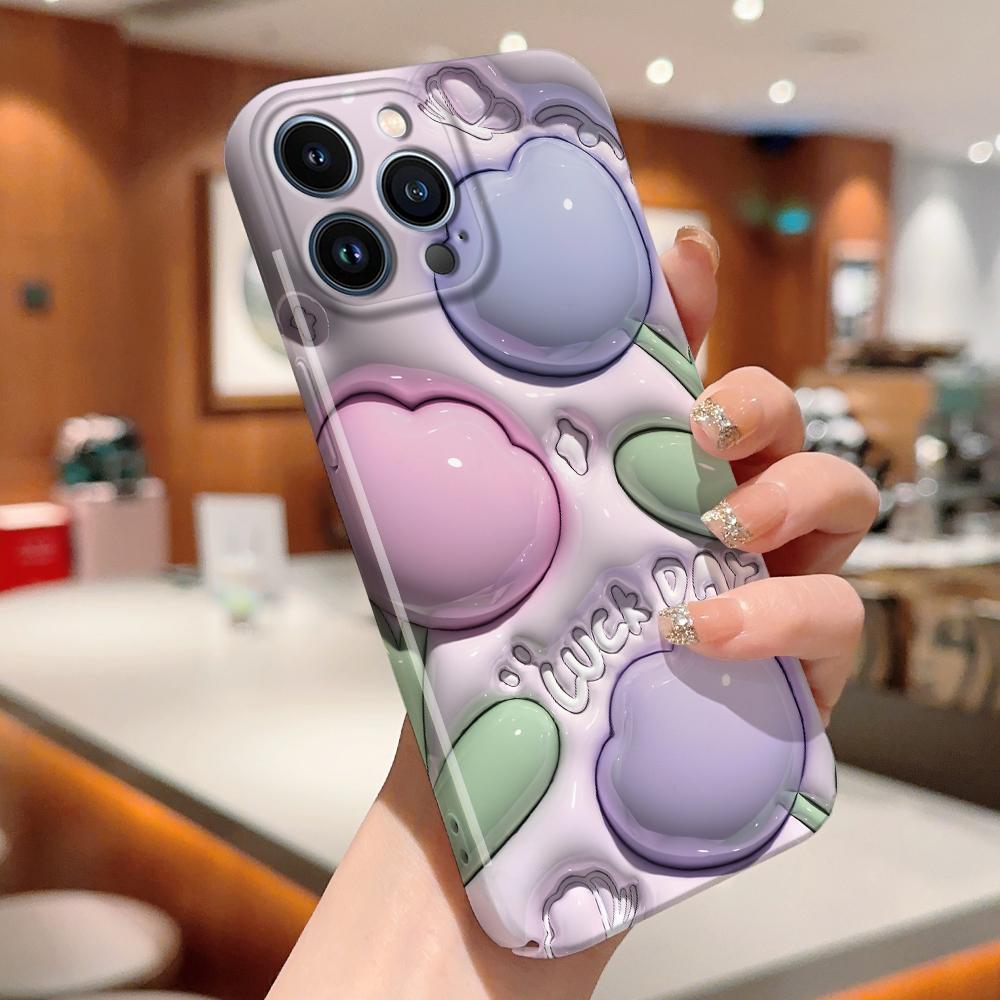 For iPhone 16 15 14 Samsung S23 A23 A52 A33 A73 A53 Huawei Xiaomi Redmi OPPO Vivo Beauty Purple Flowers Design Full Camera Protect Hard Phone Case