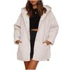 Women's Autumn Winter Solid Color Lightweight Casual Coat Loose Diamond Hooded Jacket