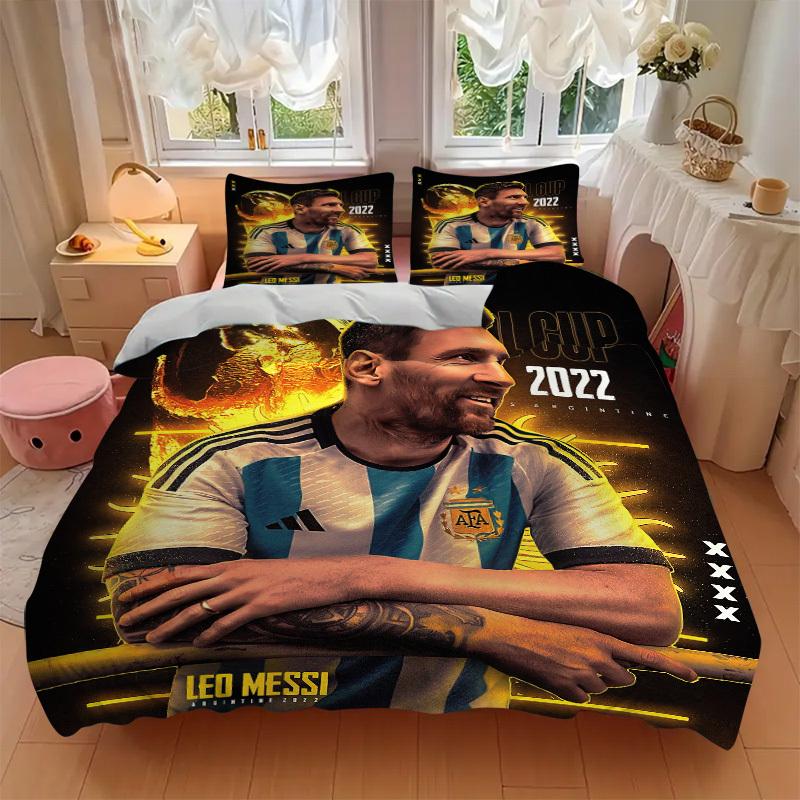 Football fansArgentina 2022 World Cup Bedding Set Comforter Cover Gift for Bedroom,Includes 1 Cover and 2 Pillowcases, No InsertB236