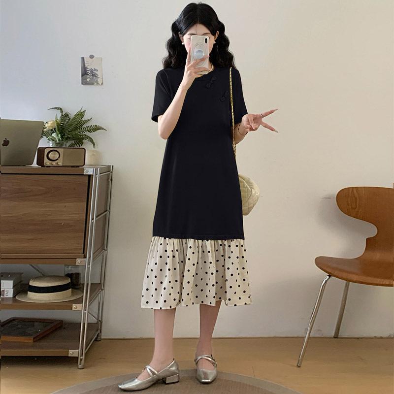 Trendy Summer Maternity Dress: Stylish, Slimming, Plus-Size Long Skirt for Moms Large