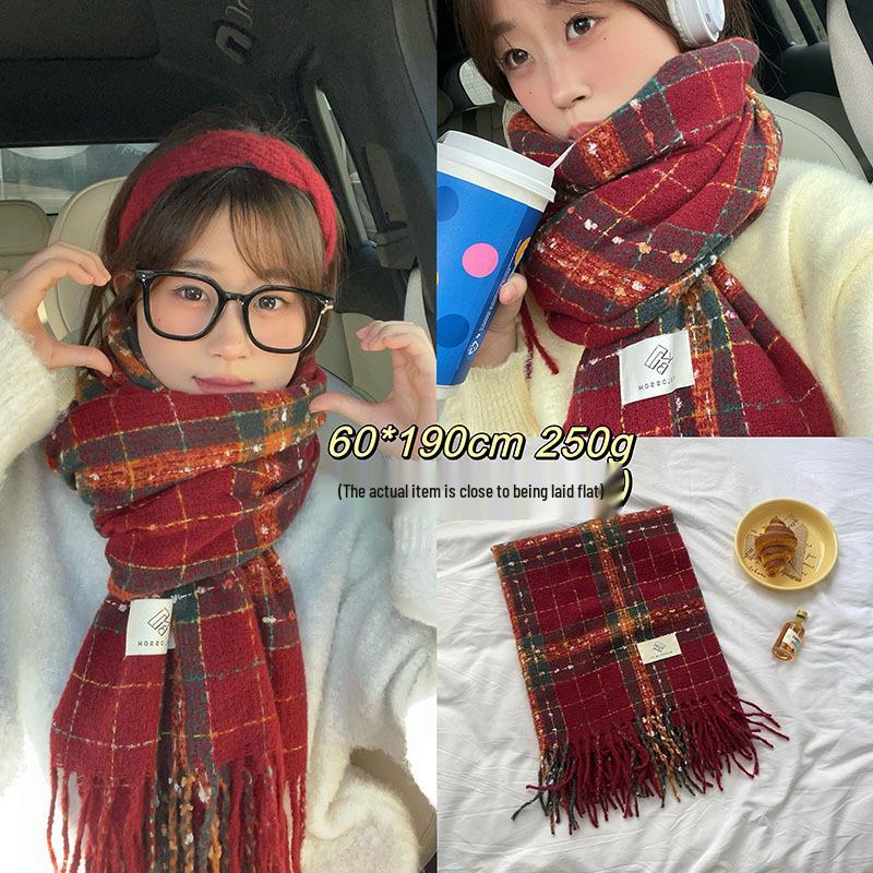 Festive Collection: Red Scarves & Imitation Cashmere Shawls - Cozy Winter Gifts & Soft Neck Warmers