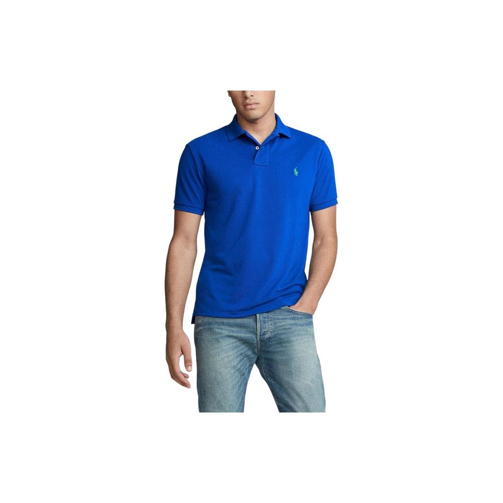 Polo Ralph Lauren Solid Color Pony Embroidered Short Sleeve Polo Shirt Men tops Blue 710751221-007