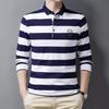 Neues Sommerstreifen-Stickerei Herren Streetwear Polohemd Baumwolle Freizeit Oberteil Mode Street Langarm Herrenbekleidung