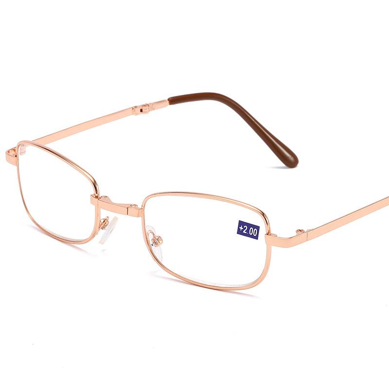 Fashion Portable Folding Reading Glasses Men Women Oval Metal Frame Presbyopic Magnifying Glasses Male Female Eyewear with Case