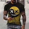 Funny Smiling Face Smiling Pattern Mens Tshirt 3D Print Trend Round Neck Short Sleeve Top Summer Leisure Breathable Pullover