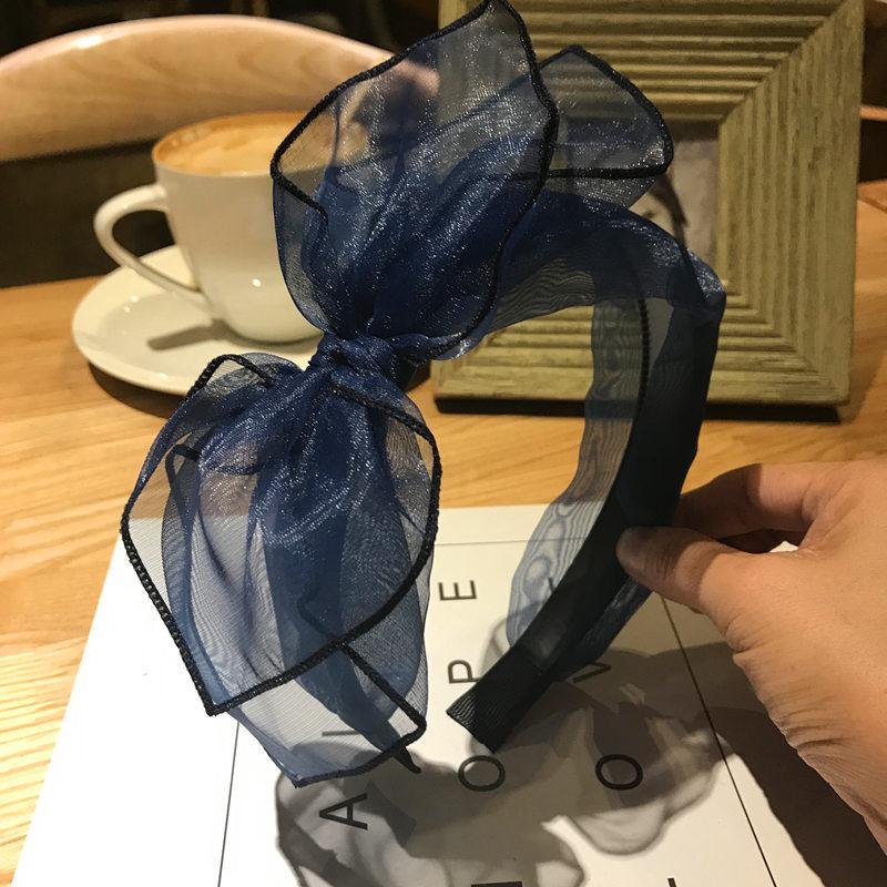 Korean Women Mesh Hairbands Knotted Hair Hoop Print Lips Bow Hair Accessories for Girls Fashion Female Headbands