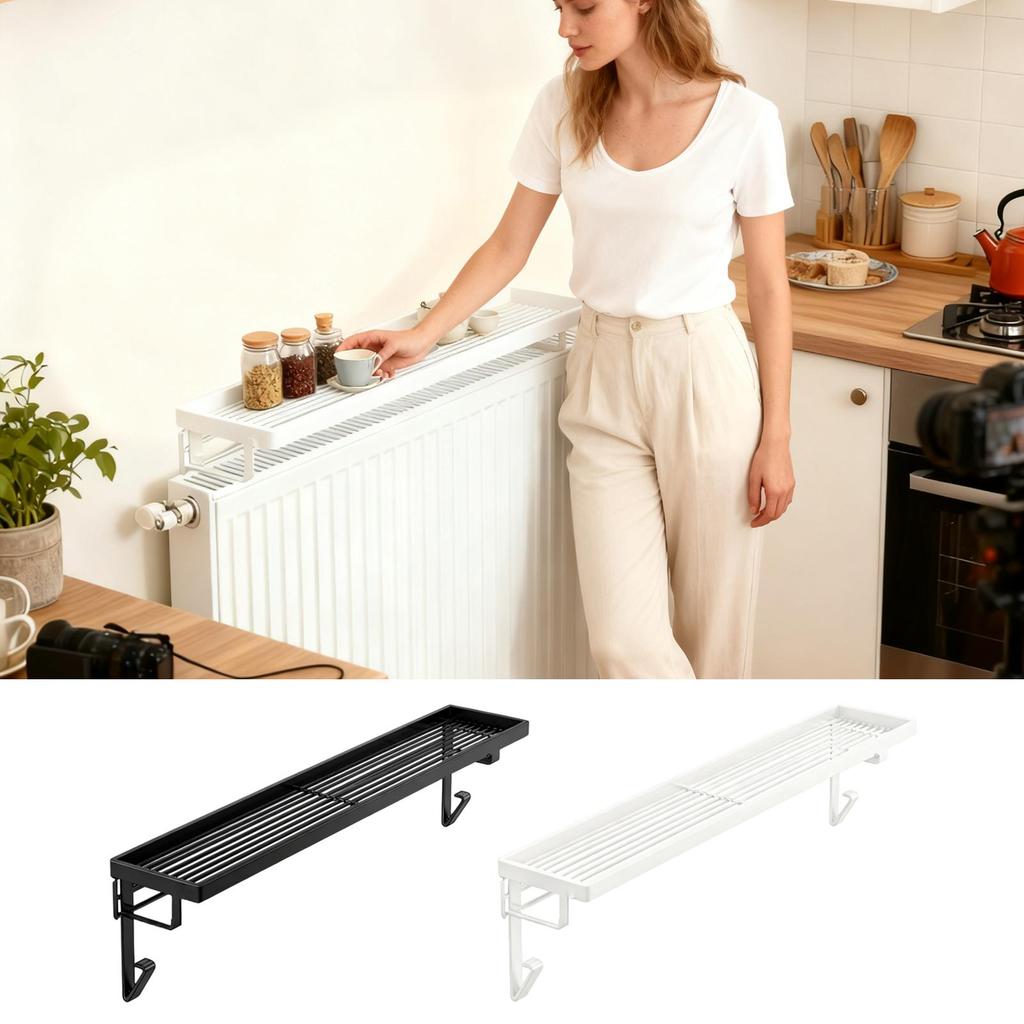 Radiator Cover Shelf Iron Storage Rack No Drilling Heat-Resistant Iron Radiator Shelves For Hotel Dorm Apartment Bedroom Living