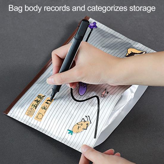 10Pcs Aluminum Foil Sealable Bags Resealable Stand Up Freezer Bags Reusable Vacuum Zipper Pouches with Label for Vegetable Fruit Meat