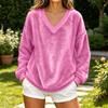 Women's V-Neck Long Sleeve Loose Fit Casual Pullover