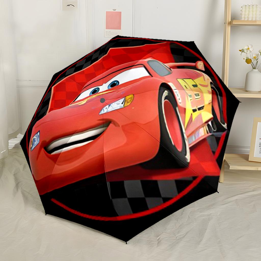 Lightning Mcqueen Renngeist Tragbarer Automatischer Regenschirm Kompakt 8-Rippen Leicht Leicht Ganzjahres-Reise-Outdoor-Zubehör