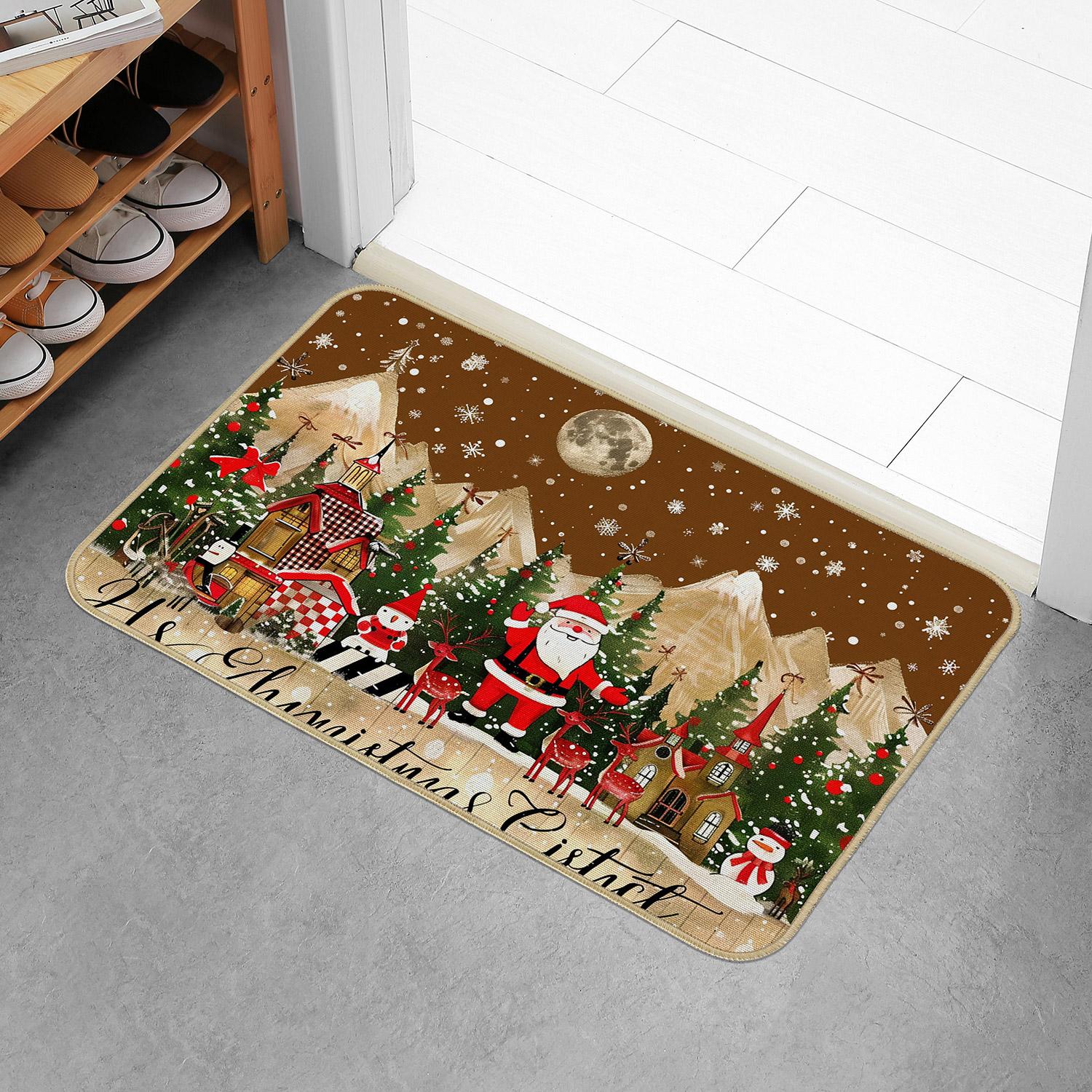

Нескользящий коврик для двери, коврик для входа в дом с изображением снеговика и елки, декоративный коврик для двери внутри дома 400MMx600MM